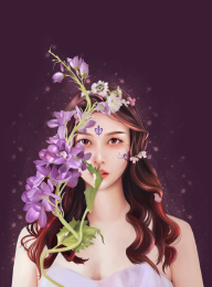 紫色梦幻花仙美女