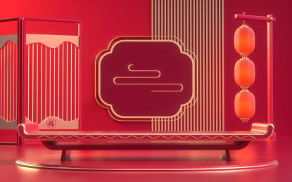 3D中国风产品展示台创意图