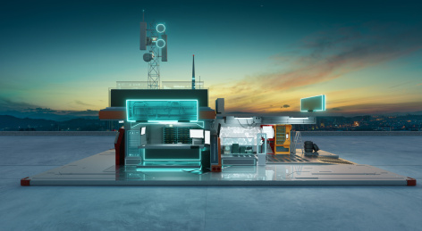 高科技商店铺. 3d 渲染图