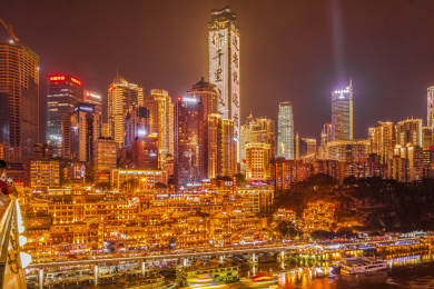重庆洪崖洞城市风光夜景金碧辉煌