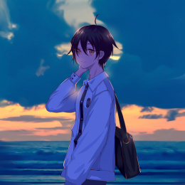 海边回眸动漫女生