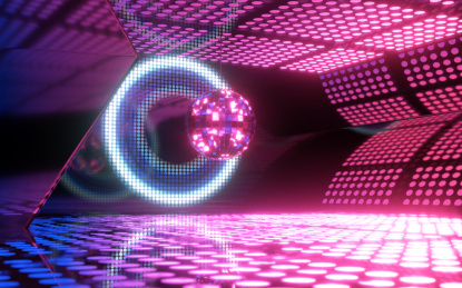 迪斯科球与霓虹灯光 3D渲染