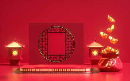 3D中国风产品展示台创意图