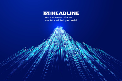 线条向上汇聚，形似冰雪山峰，互联网科技。