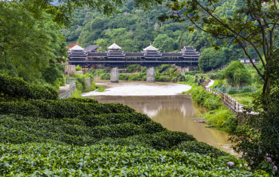 中国广西柳州三江的程阳八寨的古桥程阳风雨桥