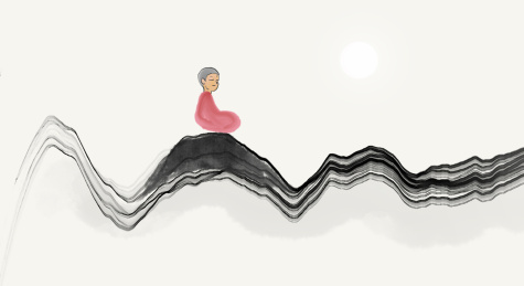 水墨写意禅境山水画