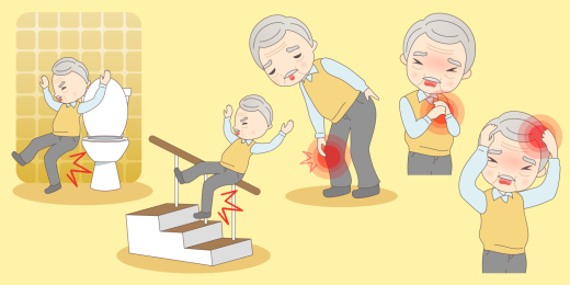老先生意外疼痛插图素材