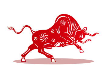 红色喜庆牛年牛剪纸