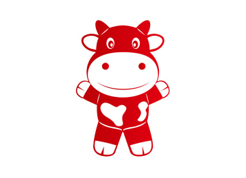 喜庆红色牛年剪纸卡通牛