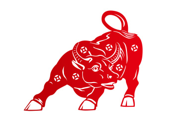 喜庆红色牛年剪纸牛