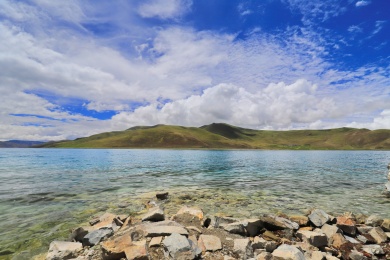 中国西藏山南浪卡子县羊卓雍错自然风景航拍
