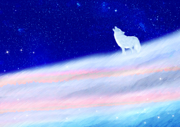 狼在夜晚星空下嚎叫