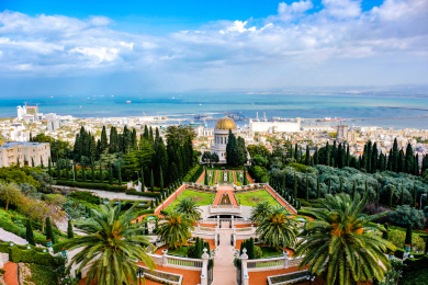 以色列海法的巴哈伊空中花园美景