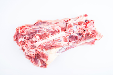白背景上一块新鲜羊肉