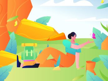 节假日旅游出行人物互联网背景矢量插画