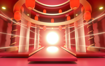 3D中国风产品展示台创意图