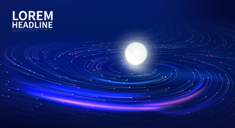 矢量三维宇宙螺旋粒子轨迹抽象海报