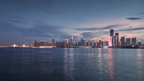 长沙开福区湘江旁三馆一厅滨江公园风景