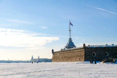 俄罗斯圣彼得堡要塞冬季的雪国风景