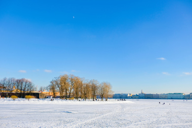 俄罗斯圣彼得堡要塞冬季的雪国风景