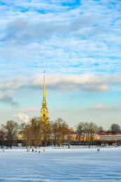 俄罗斯圣彼得堡要塞冬季的雪国风景