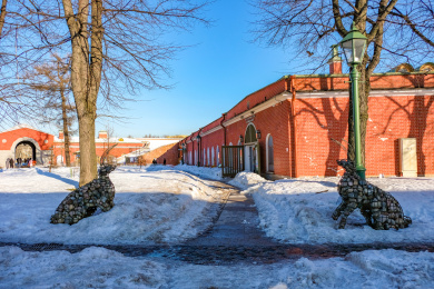 俄罗斯圣彼得堡要塞冬季的雪国风景
