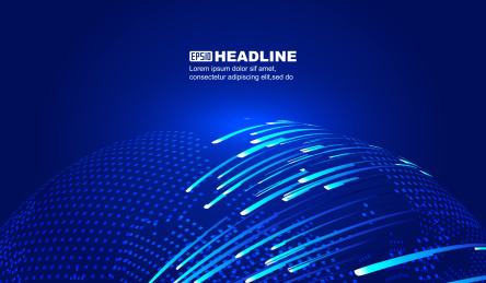 发光线条绕着数码地球、互联网科技大数据。