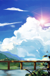 插画背景动漫场景唯美插画天空自然