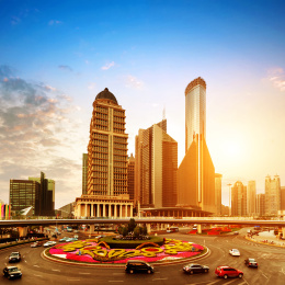 上海城市景观 浦东陆家嘴的现代建筑