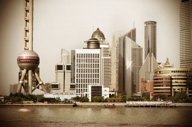 上海城市景观 浦东陆家嘴的现代建筑