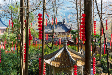 中国浙江省杭州市上天竺寺庙风光
