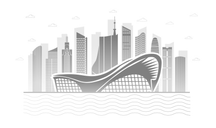 中国安徽省合肥市城市景观平量渐变插画灰色