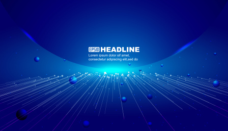 延伸线条与星球，宇宙空间科技感矢量背景。