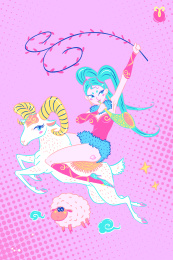 美女星座插画系列-白羊
