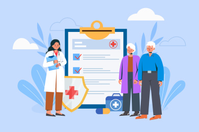 老年人就诊概念矢量插画