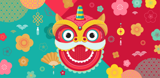 热闹缤纷舞狮头像新年横幅