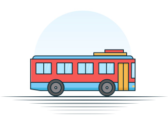 公共汽车巴士去上班的上班族矢量插画