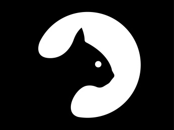 黑白正负形猫头矢量标志Logo