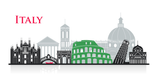 意大利地标剪纸风格插图