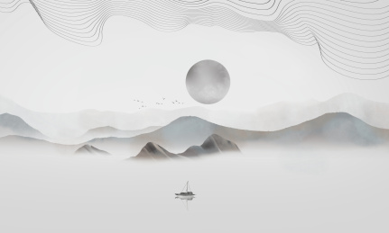 新中式意境水墨山水画背景