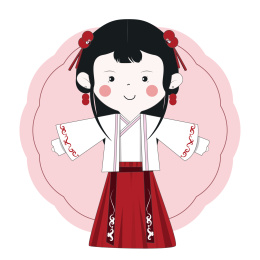 古风甜美萌系全身少女AI插画