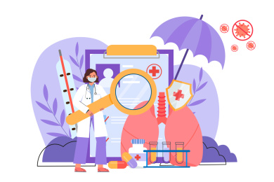 呼吸科医生做肺部检查矢量插画