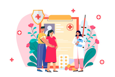 孕妇产检概念矢量插画