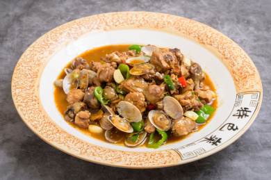 中餐美食-热菜-花蛤炒鸡