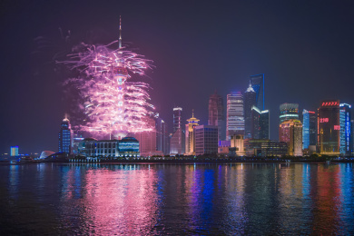 2010年中国上海世博会期间浦东夜景