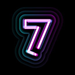 霓虹灯数字7矢量图形