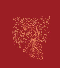 中国风鲤鱼海水元素线条图案