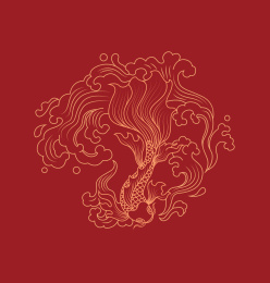 中国风鲤鱼海水元素线条图案