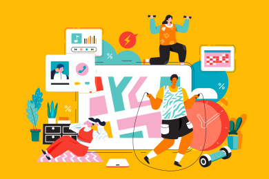 运动健身计划安排矢量插画