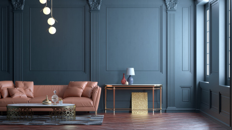 3d渲染欧式客厅皮沙发家居装修效果图